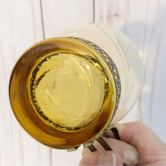 Vintage MCM Set of 5 Libbey Amber Grecian Key Continental Cups Mugs Glass - Picture 6 of 7